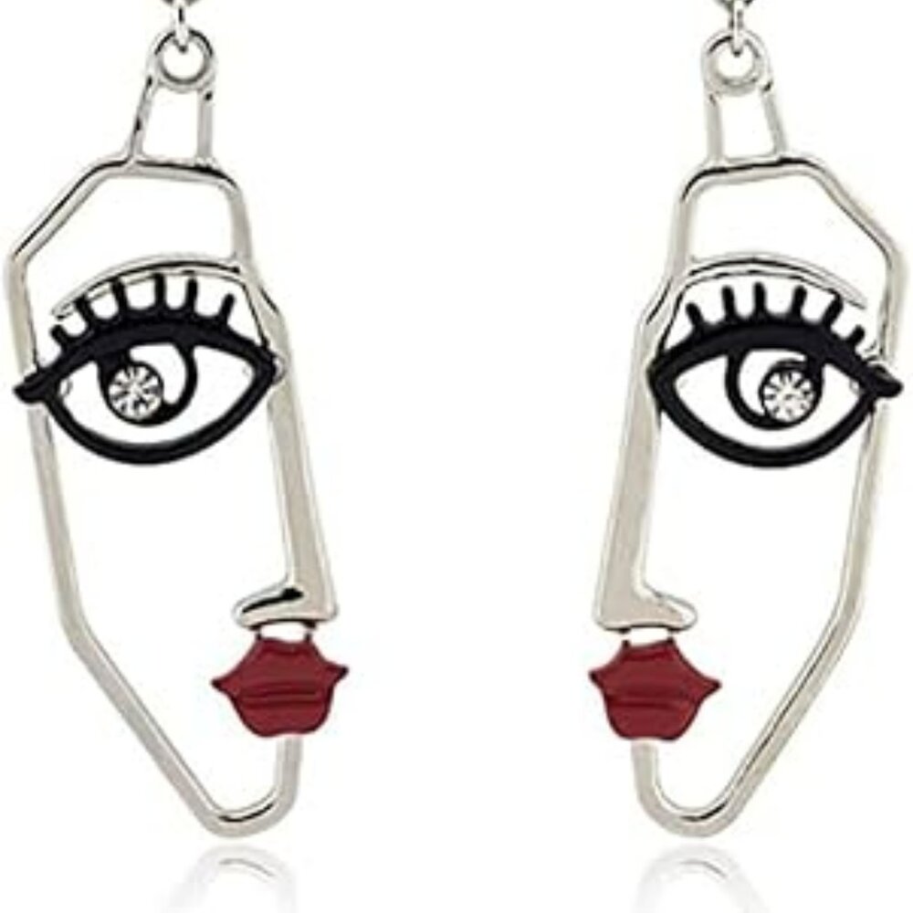 Face Shape Earrings Geometric Earrings Abstract Alloy Hollowed Trendy‎ Earrings